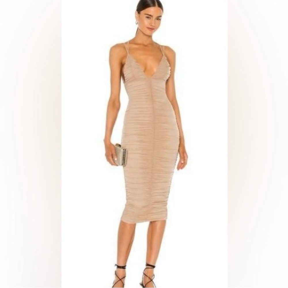 Michael Costello x Revolve Fiji Midi Dress in Taupe